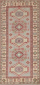 geometric Super Kazak Oriental Area Rug 3'x6' Wool Hand-made Home Decor Carpet - Picture 1 of 12