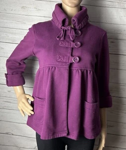 Adorable Vintage Twentyone Fleece Jacket Juniors Medium Plum Purple Ruffle Coat - Picture 1 of 13