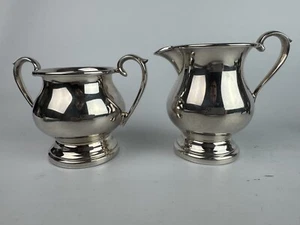 SILVERPLATE FOOTED Sheffield Plate CREAMER AND SUGAR SET - Picture 1 of 4