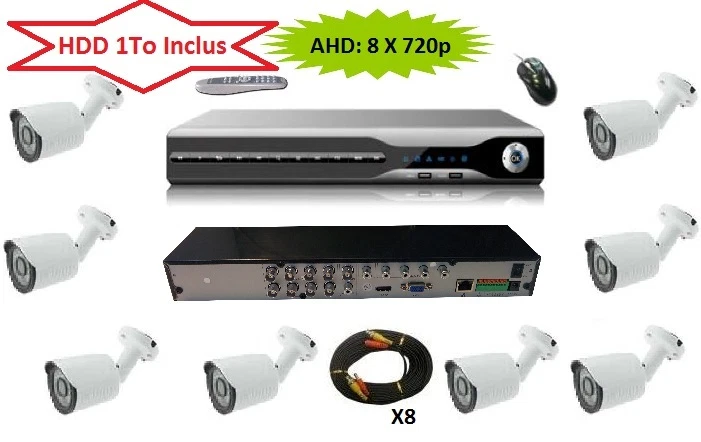 Serveur Video Surveillance AHD H264 HDD 1000 Go  8 CAMERAS 720p Haute définition Foto 1 de 1