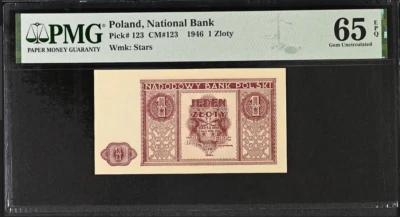 Poland 1 Zloty 1946 P 123 Gem UNC PMG 65 EPQ - Image 1 of 3
