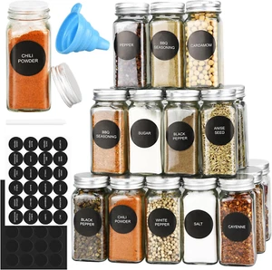 Dkovn 12/24/36/48Pcs Glass Spice Jars, 4Oz Empty Spice Jars with Metal Caps, Lab - Picture 1 of 12