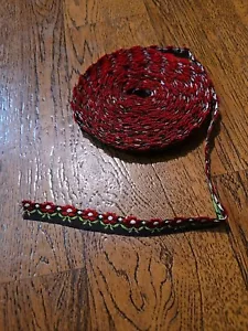 8.5 yards embroidered flowers Red Black Trim Vintage Ribbon Embellishment Boho - Picture 1 of 5