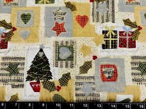 Tina Scrap 9"x21" Tree Stocking Metallic Gold Christmas Gift Holly Fabric Cotton - Picture 1 of 1