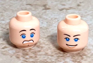 LEGO Head Blue Eyes FLESH Girl Boy Happy Smile Cringe Gritting Teeth Pink Lips - Picture 1 of 1