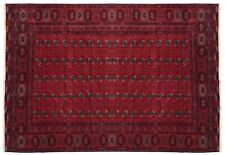 Afghan Teppich 200x300 Handgeknüpft Rot Geometrisch Orient Kurzflor Wohnzimmer v
