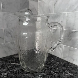 Vintage Hazel Atlas Clear Depression Glass Royal Lace 8 1/2" Ice Lip Pitcher - Picture 1 of 7