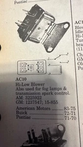 Ac10, 1970-83, AMC, Buick, marco soplador, control de niebla y trans, 15-885,1237547 - Imagen 1 de 4