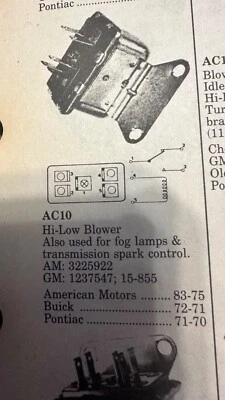 Ac10, 1970-83, AMC, Buick, ventilador telay, control de niebla y transmisión, 15-885, 1237547 Foto 1 de 4