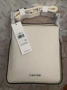 Calvin Klein Fay Signature Crossbody Bag Cherub White With Black Trim - Picture 1 of 5
