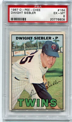1967 OPC O-Pee-Chee 164 Dwight Siebler PSA 6 EX-Mint vintage graded Twins card - Image 1 of 2