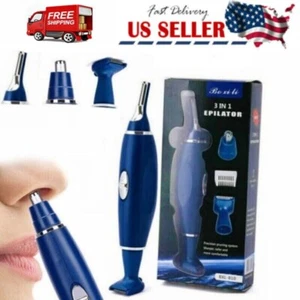 3 in 1 Nose Ear Hair Trimmer Face Eyebrow Shaver Clipper Groomer Cleaner New USA - Picture 1 of 11