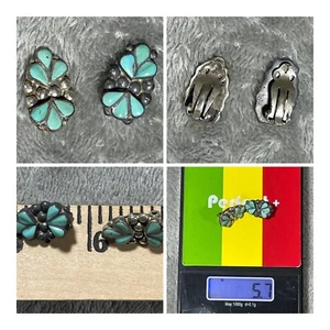 Native American Turquoise Clip On Earrings !! - Picture 1 of 7