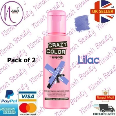 2 X Crazy Color Semi Permanente Haarfarbe Lilac - 100Ml (Packung Mit 2) - Bild 1 von 3