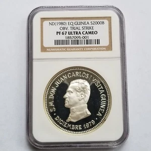 RARE ***TRIAL STRIKE*** 1980 EQUATORIAL GUINEA 2000 bipkwele TS8 NGC PF 67 UC - Picture 1 of 2
