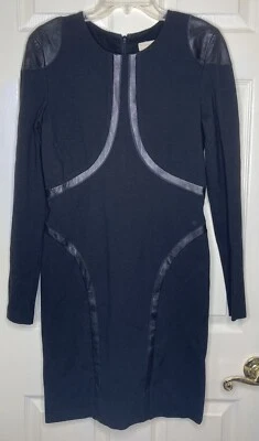 Vestido ceñido al cuerpo con detalle de cuero negro L/s ARTELIER NICOLE MILLER para mujer talla grande usado en excelente estado Foto 1 de 4