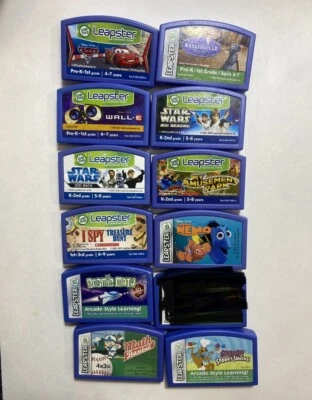 LOT 11 LeapFrog Leapster Explorer LeapPad Game Cartridges Star Wars Math Cars 1E - Image 1 of 2