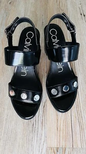 Calvin Klein Sandalen Schwarz Nieten Schick, Absatzhöhe 8cm TOP *Gr. 37 US 4,5 - Bild 1 von 12