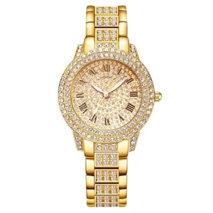 Orologio da polso donna lusso donna Bling quadrante strass analogico quarzo elegante - Foto 1 di 11