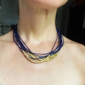 Sai Brazil 18k vergoldete Fundstücke Lederkordel Halskette & 2 Armbänder (Messing?) - Bild 1 von 9