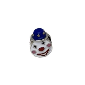 Sterling Silver 925 European Enamel Vibrant Joyful Circus Happy Clown Face Charm - Picture 1 of 6