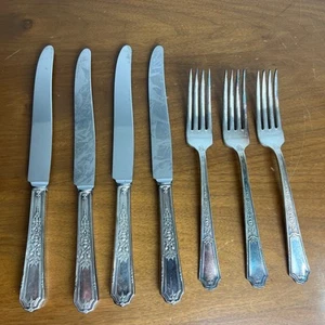 Juego de 7 piezas de cuchillo de mantequilla de tenedor Rogers Bros Ancestral Silverplate 1847 descontinuado - Imagen 1 de 7