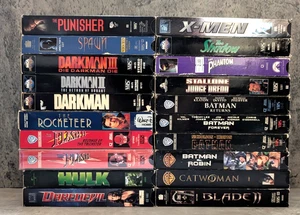 Huge superhero VHS lot. Darkman Punisher Spawn The Flash Trickster Batman Dredd - Picture 1 of 9