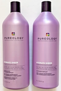 Pureology Hydrate Sheer Purple Shampoo & Conditioner (Fine Hair) 33oz/1000ml NEW - Picture 1 of 24