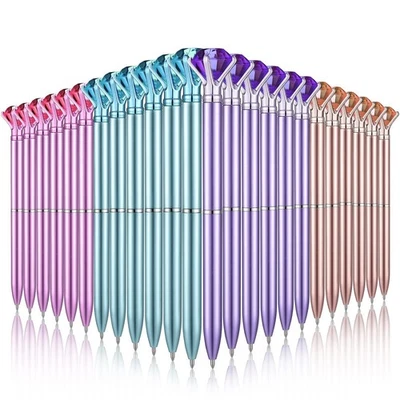 24 peças canetas grandes de cristal diamante canetas superiores de diamante caneta esferográfica Bling preta em... - Imagem 1 de 4