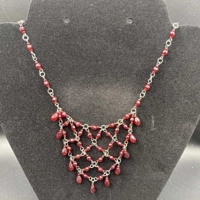 "Collar ajustable gargantilla babero marca 1928 cristal rojo inspirado en la victoria 15-18""" Foto 1 de 4