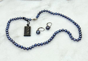 Honora Multicolor Pfau Süßwasser Perlen Halskette mit Etikett & Ohrringe 5,7 mm 16 Zoll - Bild 1 von 3