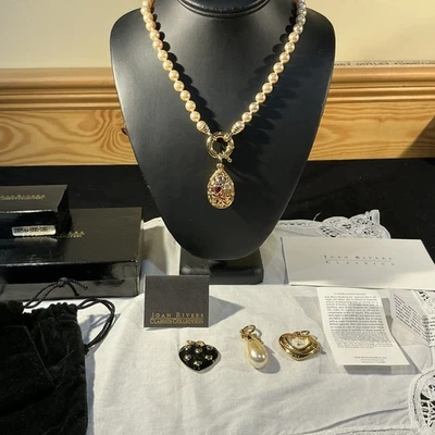 Joan Rivers Jeweled Wardrobe Heart Egg Pendant On 30" Simulated Pearl Necklace - Image 1 of 4