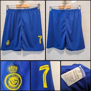Al Nassr Cristiano Ronaldo CR 7 Home Kids Shorts With Number & Embroidered 26" W - Picture 1 of 6