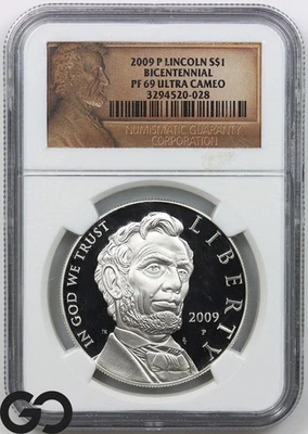 2009-P Lincoln Bicentennial Presidential Dollar PROOF, NGC PF-69 ULTRA CAMEO - Image 1 of 3