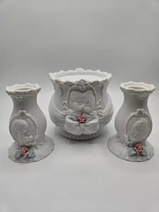 Forever True Precious Moments Enesco Wedding Unity Candle Set white pink set 3 - Picture 1 of 7