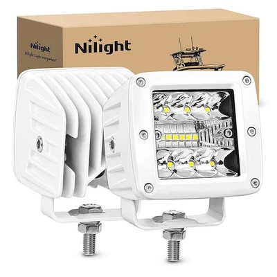 Vainas de luz LED Nilight Marine luces de navegación 2 piezas 3 pulgadas punto blanco inundación... Foto 1 de 4