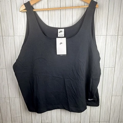 Camiseta sin mangas para mujer Nike talla 2XL NUEVA CON ETIQUETAS negra recortada holgada cuello redondo  Foto 1 de 4