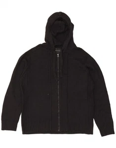 FRENCH CONNECTION Mens Hooded Cardigan Sweater XL Black Cotton BK04 - Picture 1 of 3