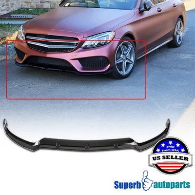 Fit 2015-2018 Mercedes Benz C-Class W205 Glossy Black Front Lip Spolier Splitter Foto 1 de 4