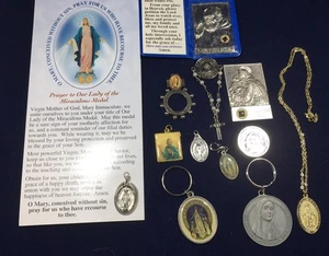 Vintage Religious Catholic Medals Pendants Mary Saints Lot of 12 Italy - Picture 1 of 8