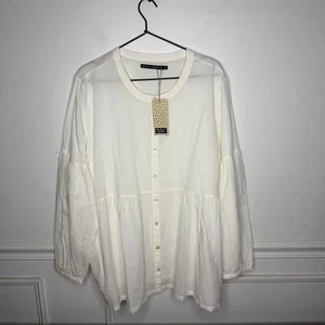 Blusa túnica de algodón blanca Gudrun Sjoden Artists para mujer XL NUEVA - Imagen 1 de 10