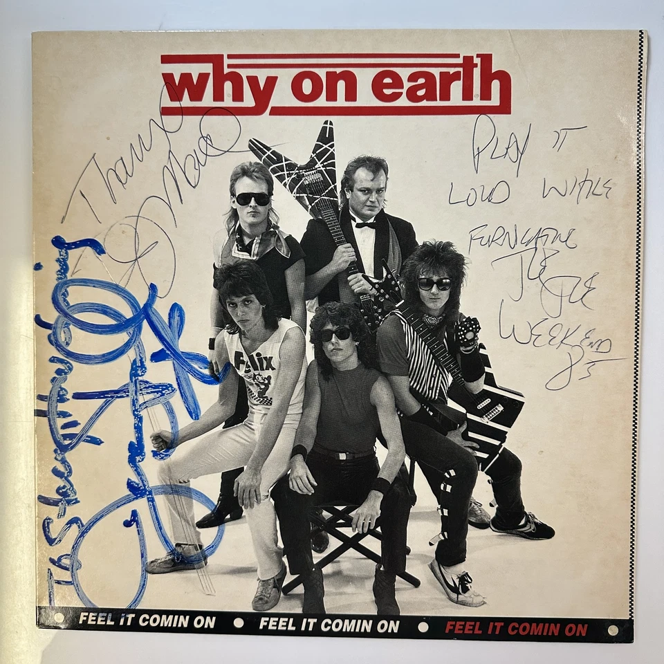 Feel It Coming On Record Vinyl Why On Earth New World  Autographed Vintage Press - Image 1 of 4