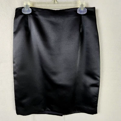 Falda recta Garfield & Marks abertura trasera talla 10 poliéster negro sensación satinada Foto 1 de 4