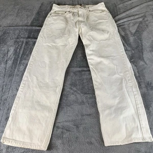 Vintage Levi's 505 Herren 34 x 34 weiß Denim Jeans Schrittlänge gemessen ist 30,5" gebraucht, in einwandfreiem Zustand - Bild 1 von 12