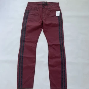 G By Guess Men’s Skinny Jeans Red Coated With Tuxedo Stripes Size 36 - Picture 1 of 9