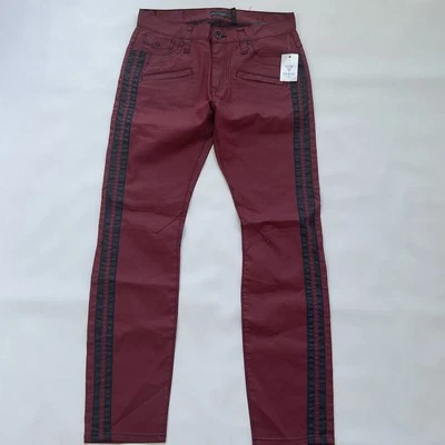 G By Guess Men’s Skinny Jeans Red Coated With Tuxedo Stripes Size 36 - Image 1 of 4