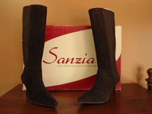 Women's Size 7M Brown Suede Leather Sanzia Bianca Knee High Boots NEW - Picture 1 of 5