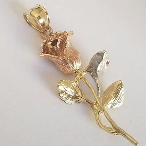 Colgante Flor Oro Rosa Amarillo Blanco 10k Liso 3D - Imagen 1 de 11