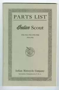 1920-1926 PARTS LIST FOR INDIAN SCOUT MOTORCYCLE - REPRODUCTION - Bild 1 von 8