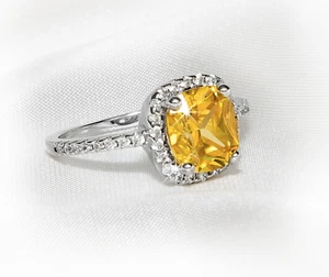 ANILLO DE COMPROMISO de 2,0 quilates para mujer enchapado en oro blanco talla 5-9 - Imagen 1 de 4